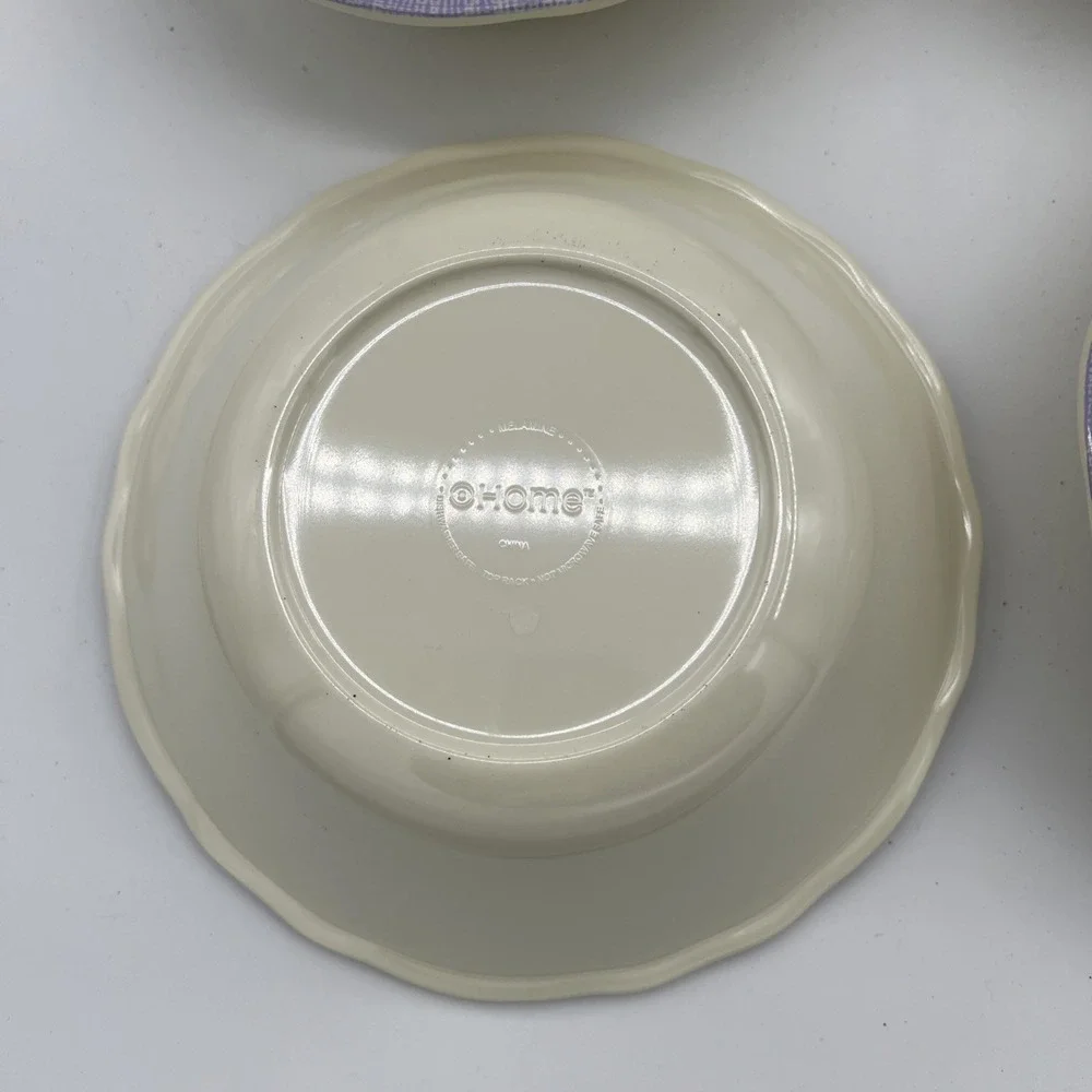 Target Home Melamine Bowls Purple‎ White Plaid~Beige Bottom~ Set Of 5~EUC
